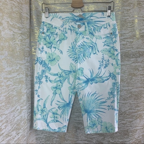 TOMMY Bahama Women's Blue Tropical Denim Boardwalk Capri Jeans Pants size 26 - Picture 2 of 14